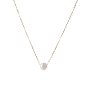 14 Karat Gold Necklace with Cultured Freshwater Floating Pearl