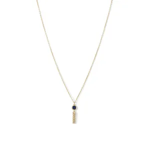 14 Karat Gold Plated Mini Lapis and Tassel Necklace
