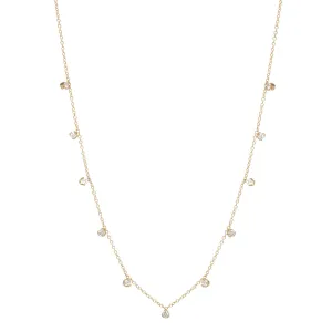 14k 11 Prong Diamond Station Necklace