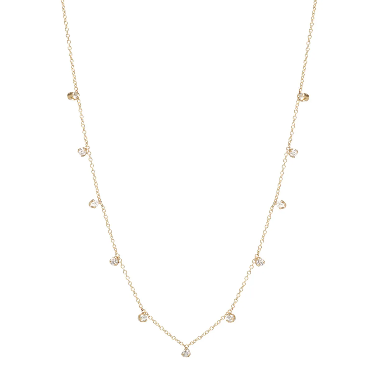 14k 11 Prong Diamond Station Necklace