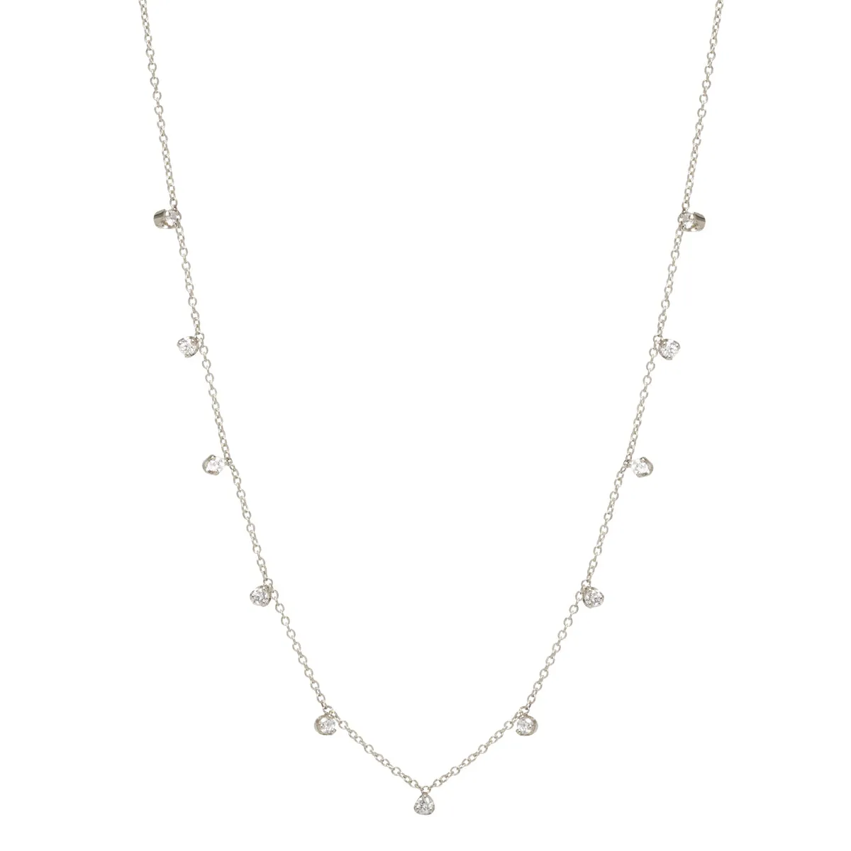 14k 11 Prong Diamond Station Necklace