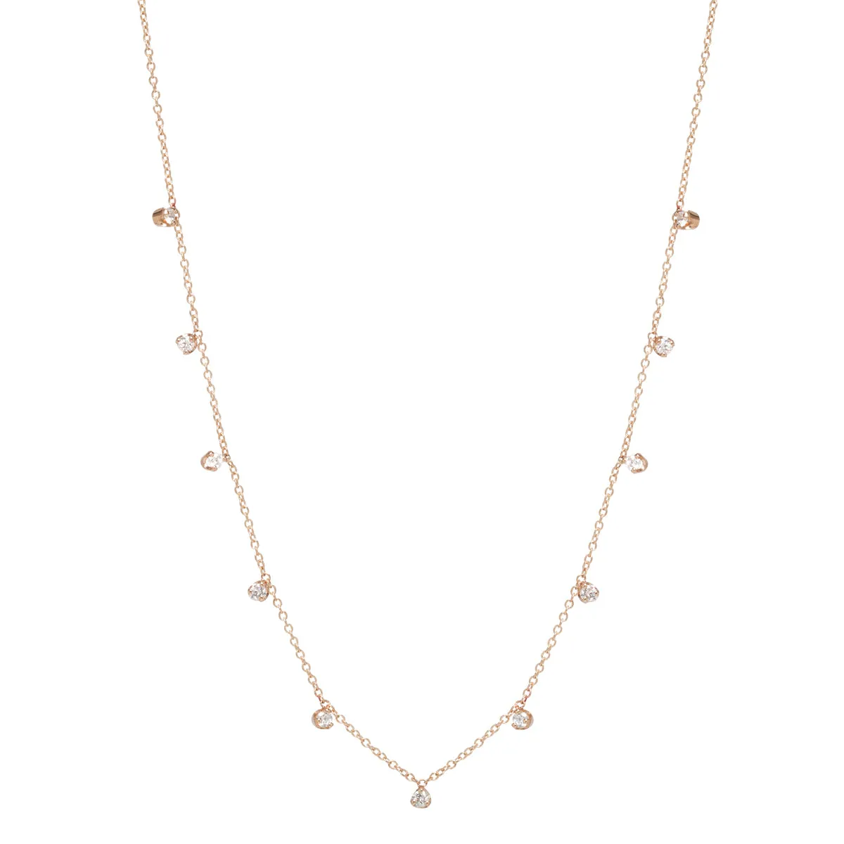 14k 11 Prong Diamond Station Necklace
