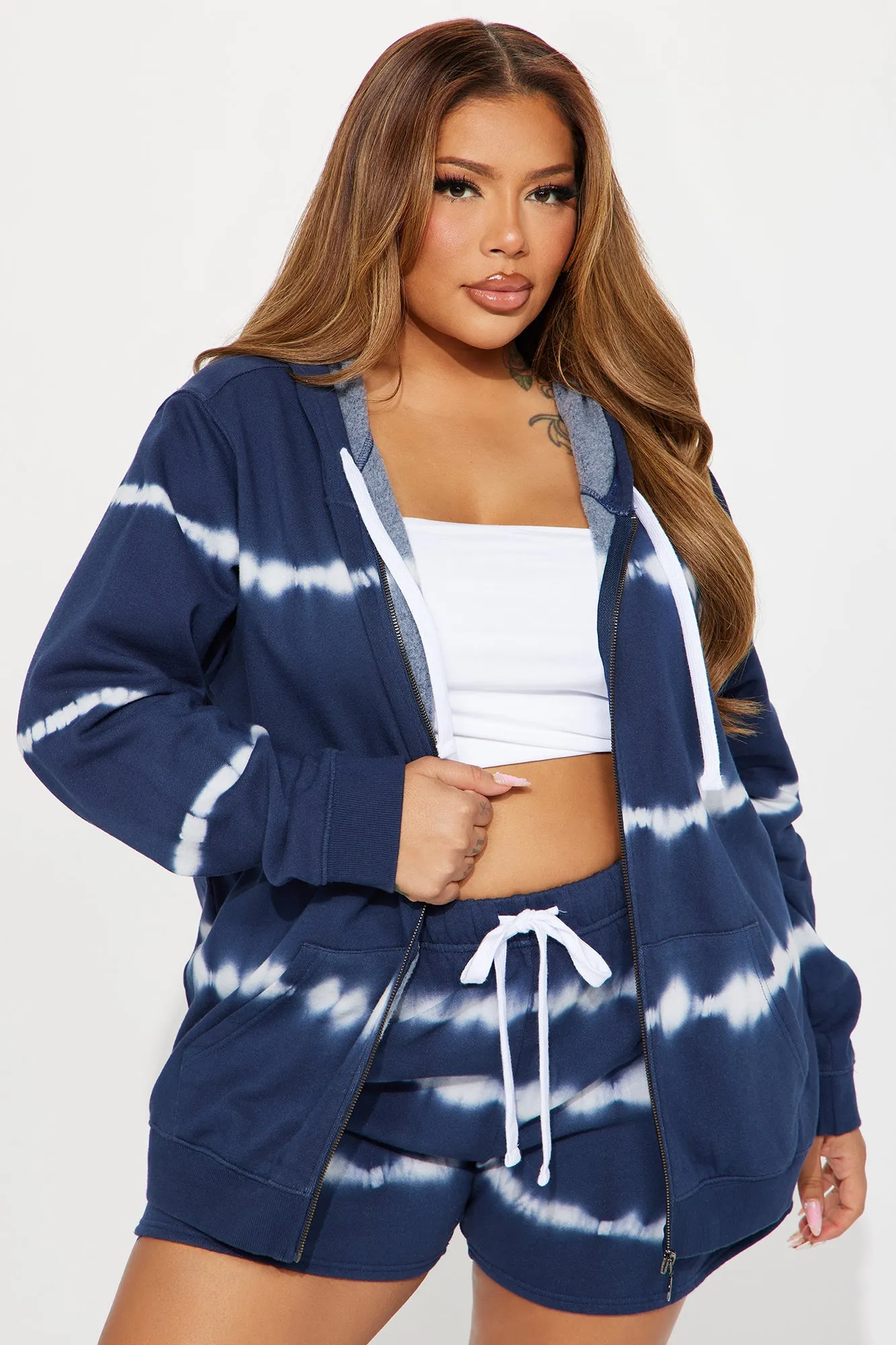 Alana Tie Dye Short Set - Navy/combo