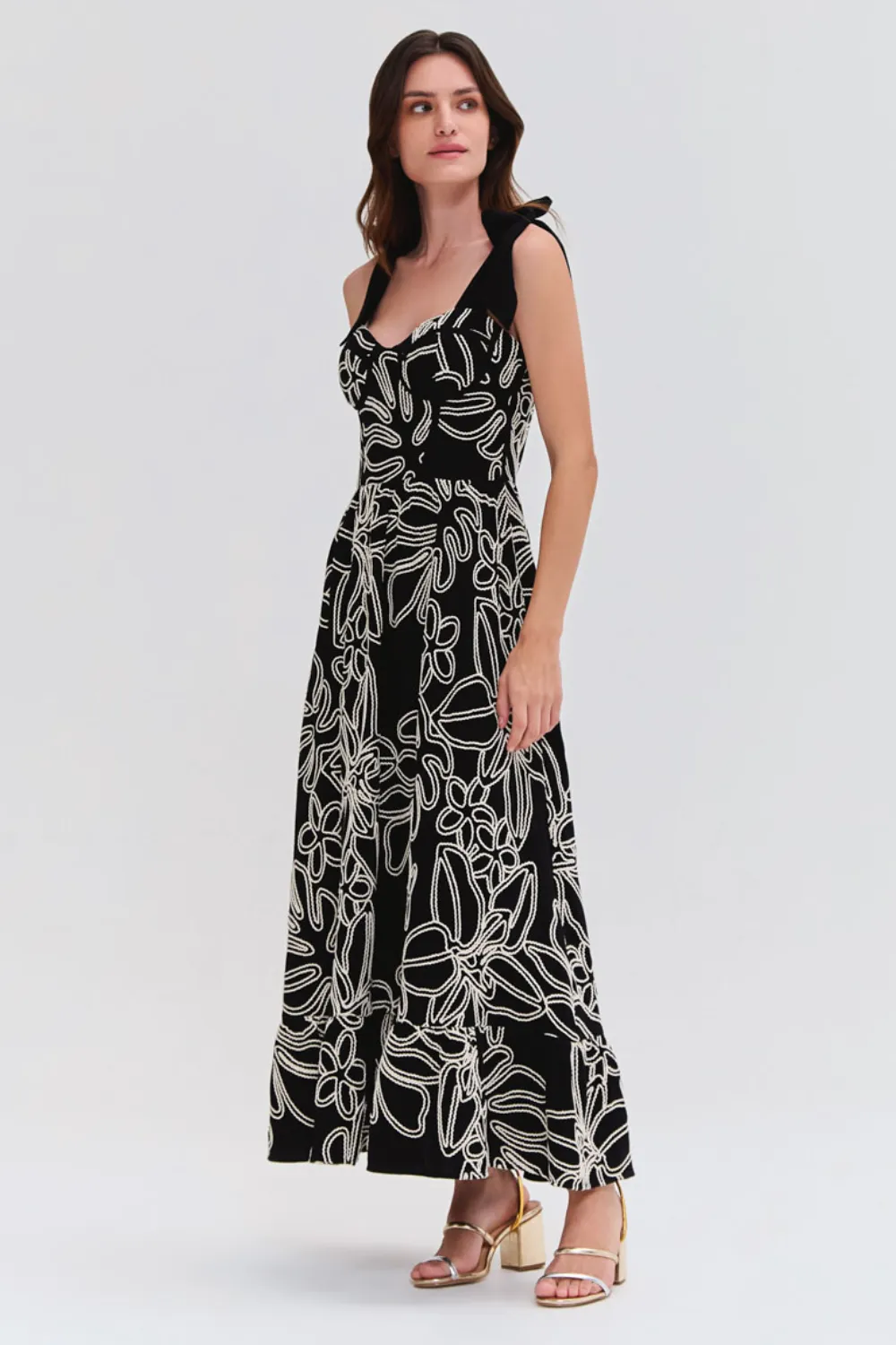 ASAS LINEN LACE MIDI DRESS