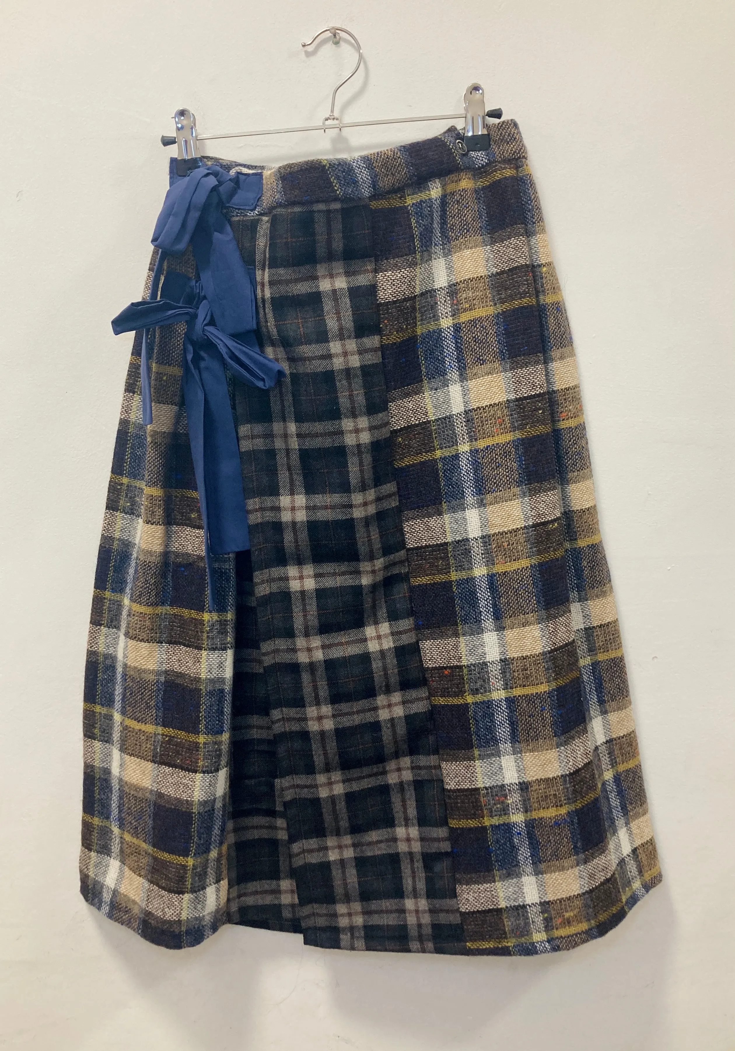 Bonnie Handmade Brown Tartan Pleated Midi Skirt - Size 10 and 12