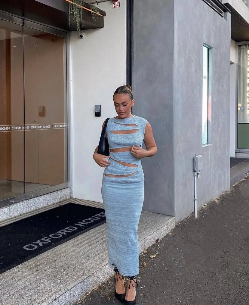 Christopher Esber - Slashed Knit Dress in Blue