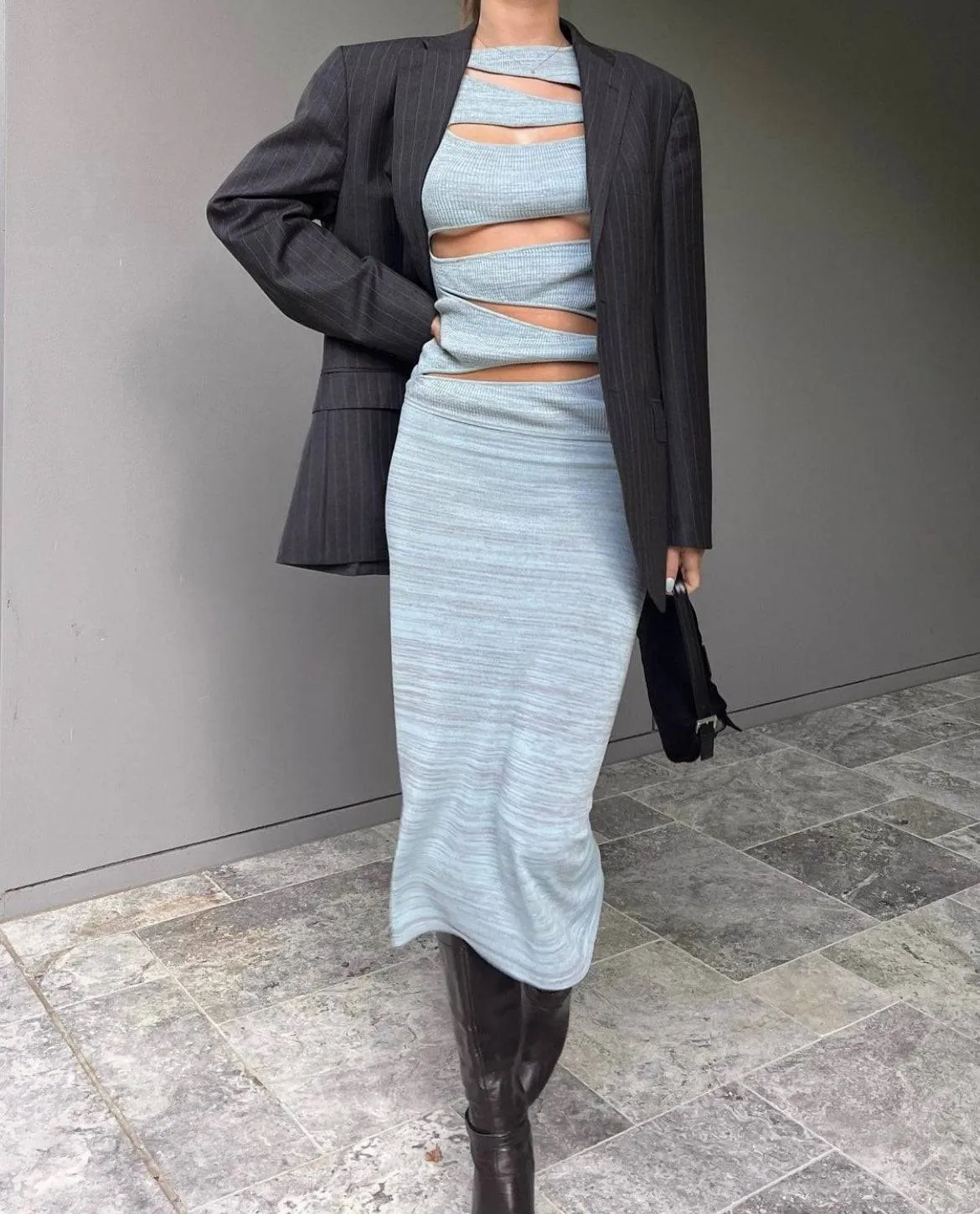 Christopher Esber - Slashed Knit Dress in Blue