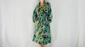 Cotton Velvet Printed Robe. Luxe Robe. Velveteen