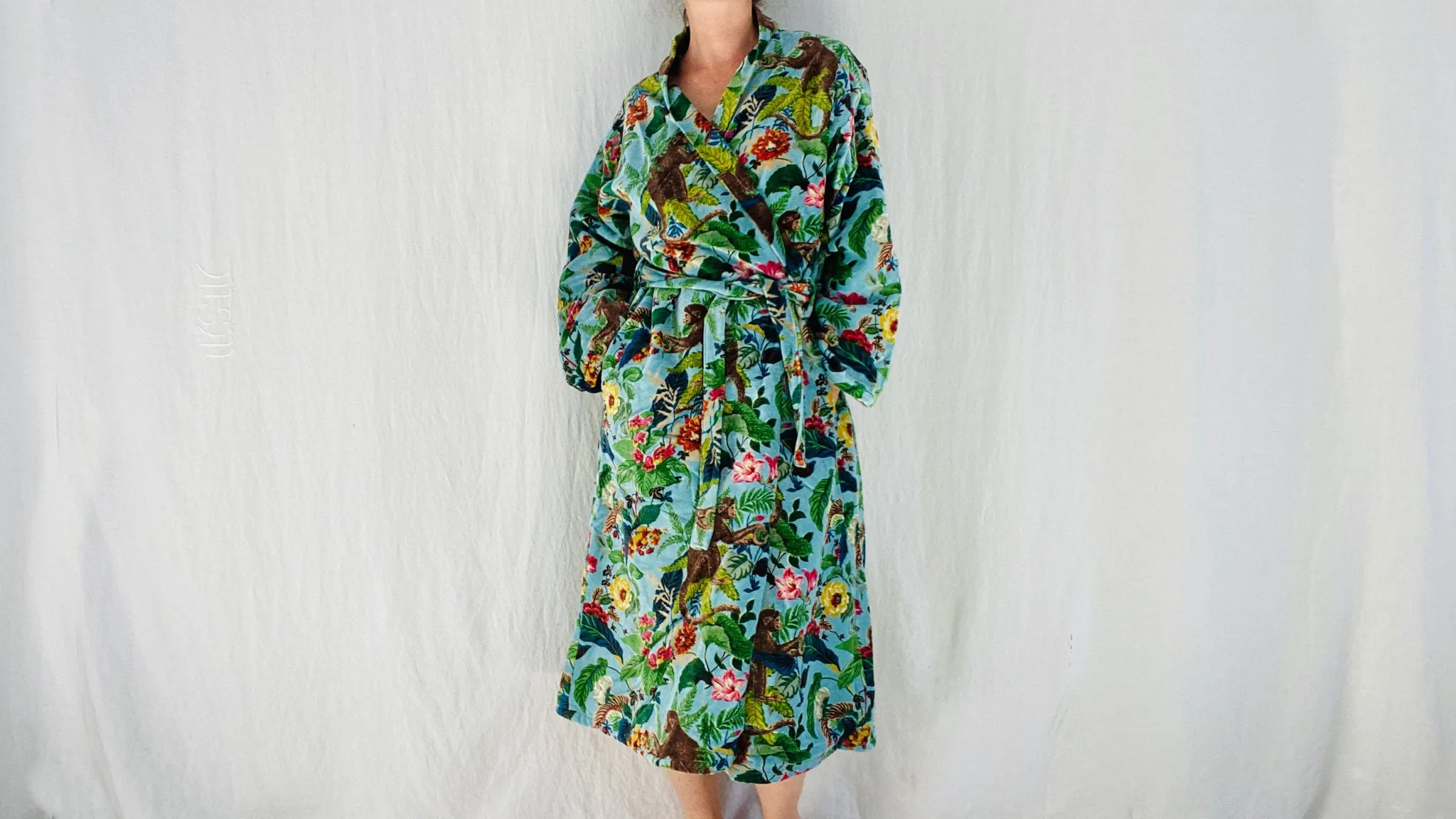 Cotton Velvet Printed Robe. Luxe Robe. Velveteen