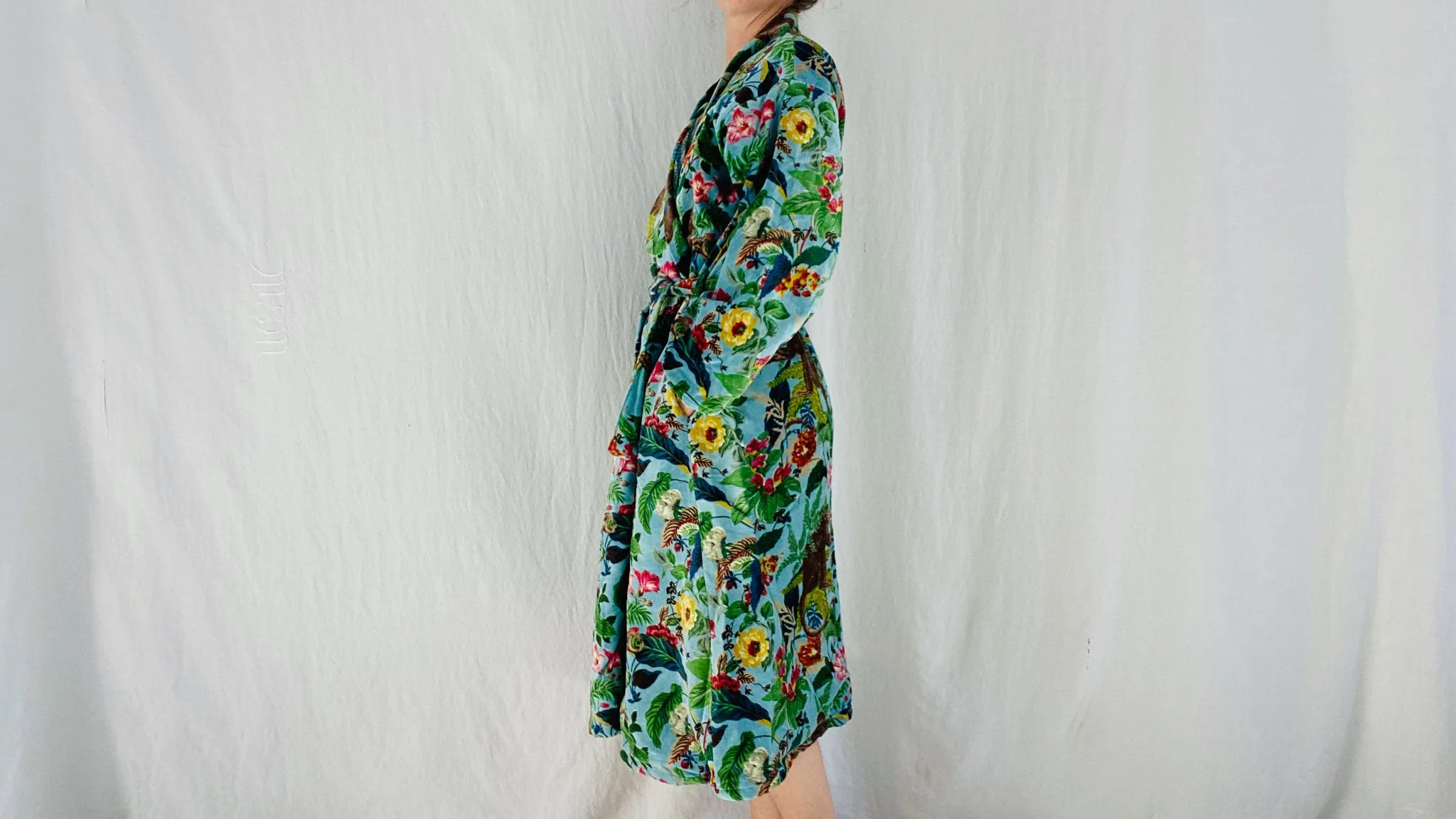Cotton Velvet Printed Robe. Luxe Robe. Velveteen