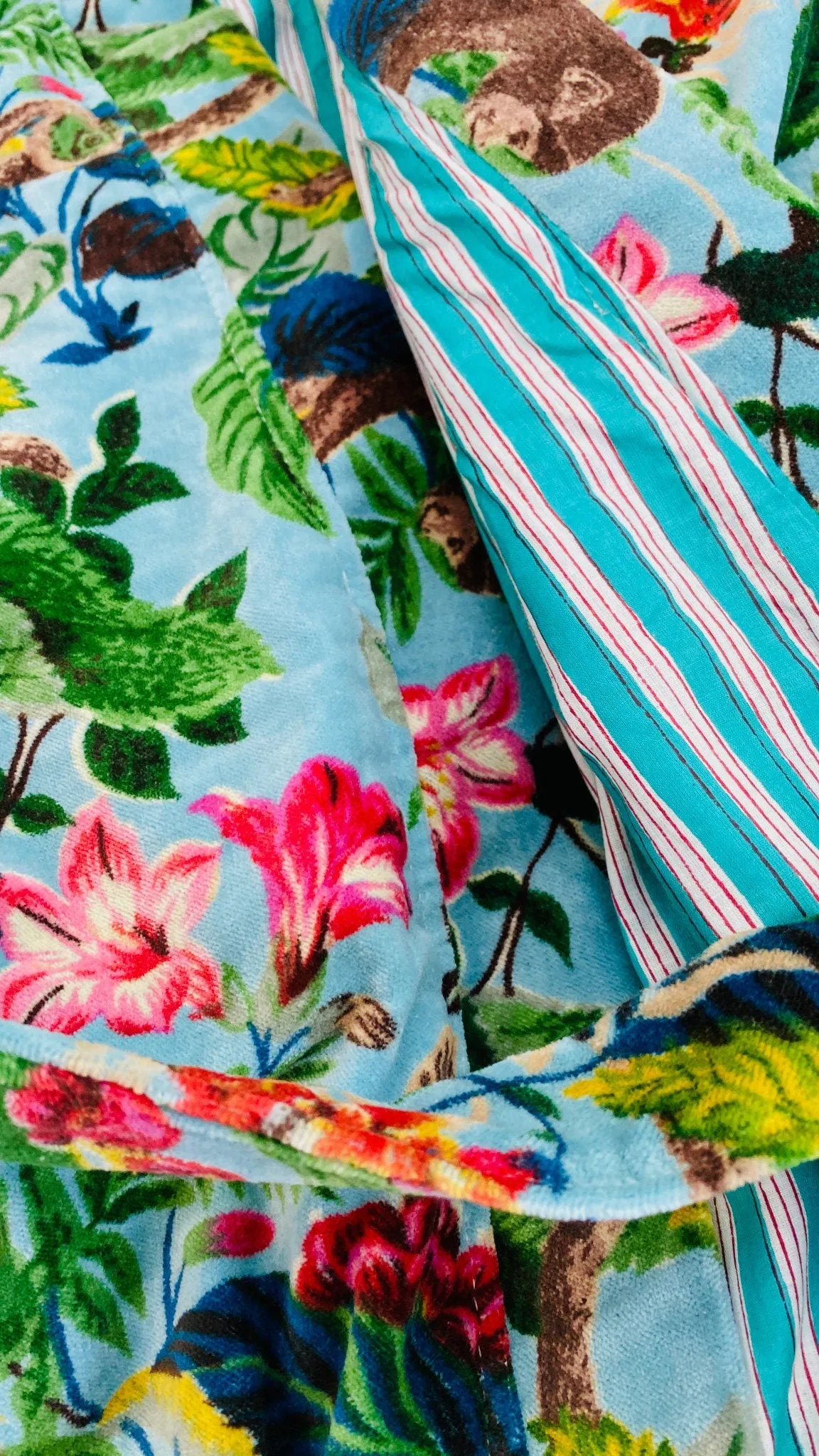 Cotton Velvet Printed Robe. Luxe Robe. Velveteen