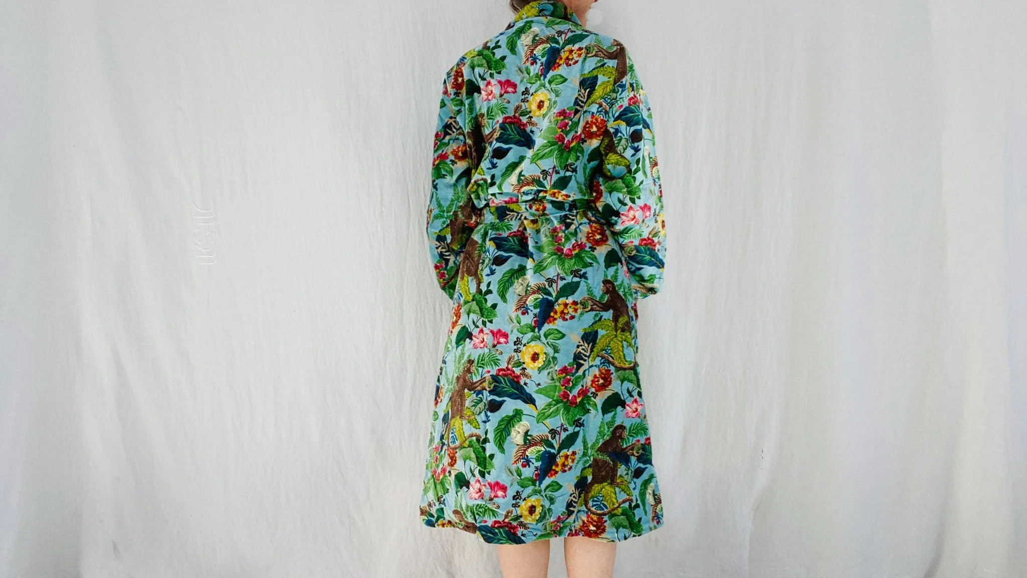 Cotton Velvet Printed Robe. Luxe Robe. Velveteen