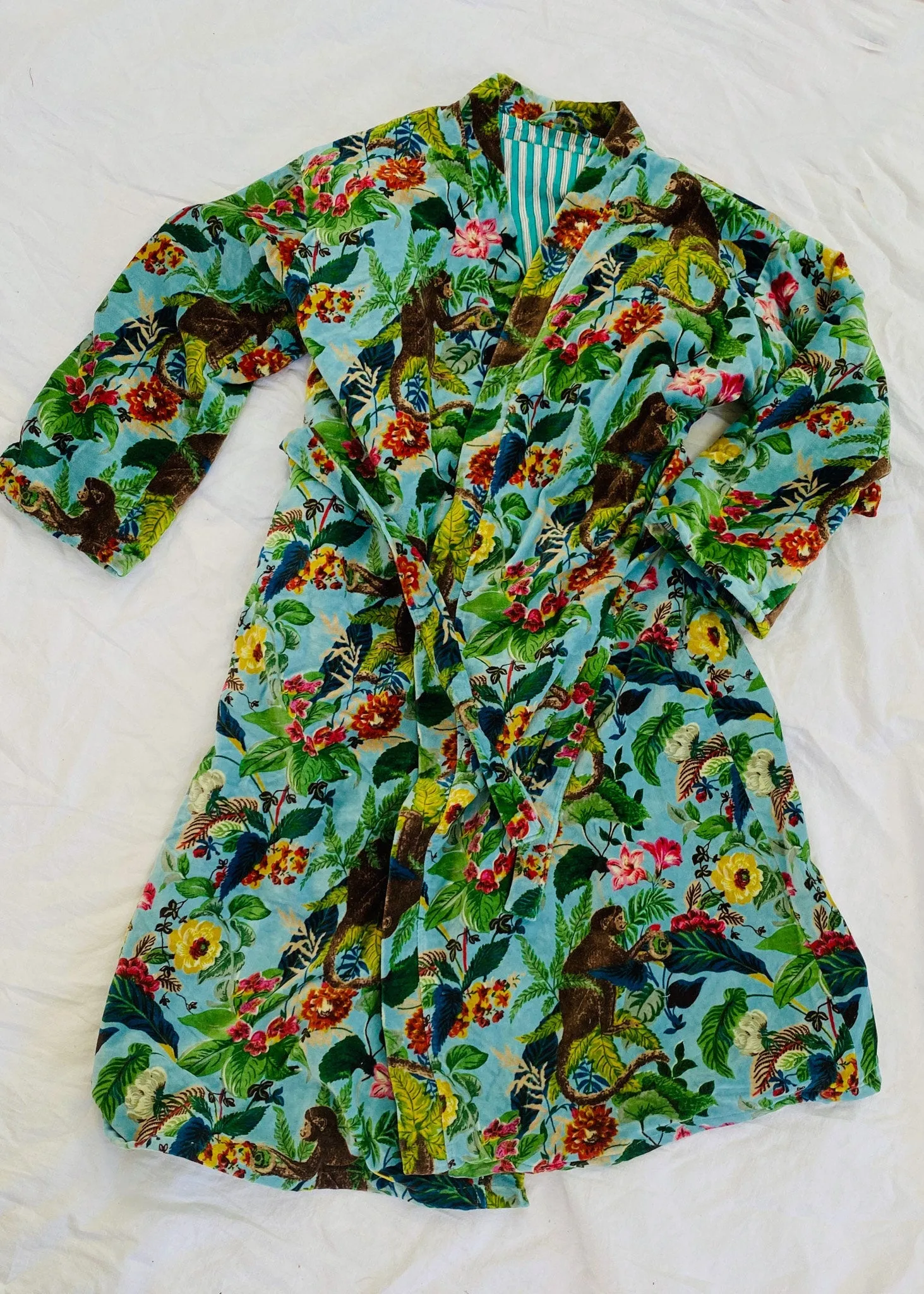 Cotton Velvet Printed Robe. Luxe Robe. Velveteen