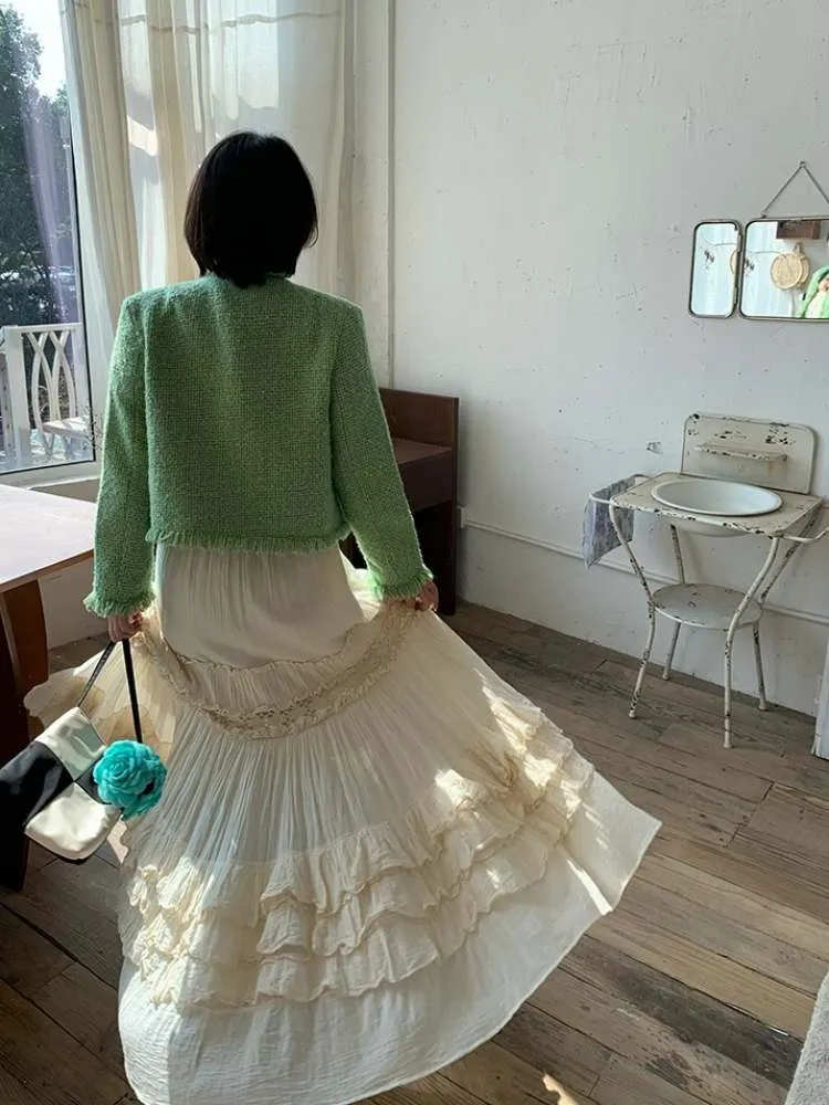 Elegant Fringe No Collar Jacket【s0000007377】