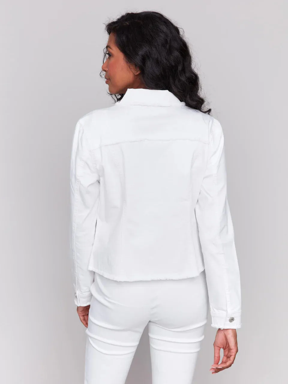 Fringe Denim Jacket Blanc, White