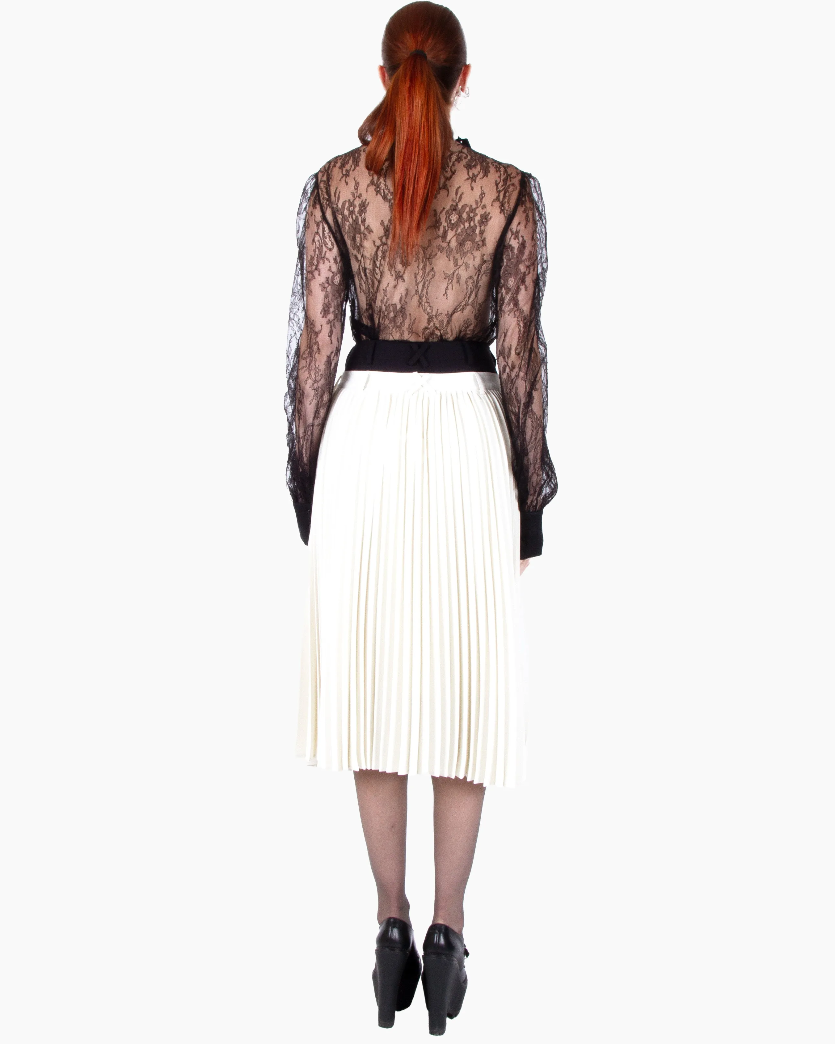 HAN WEN STUDIO Double-Waist Pleated Midi Skirt