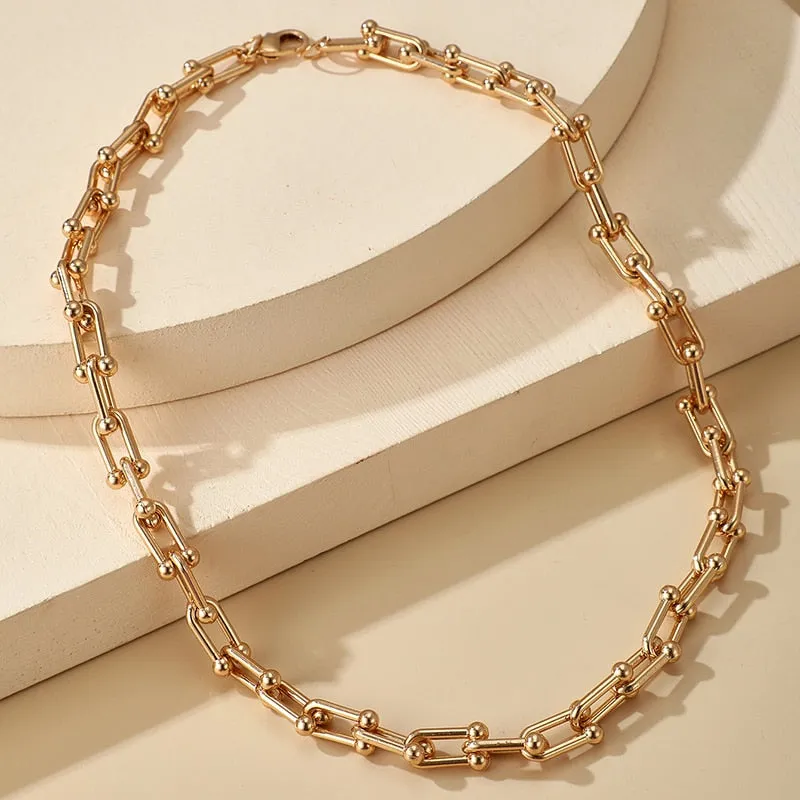 Heavy Metal Thick Clavicle Chain Choker Necklace