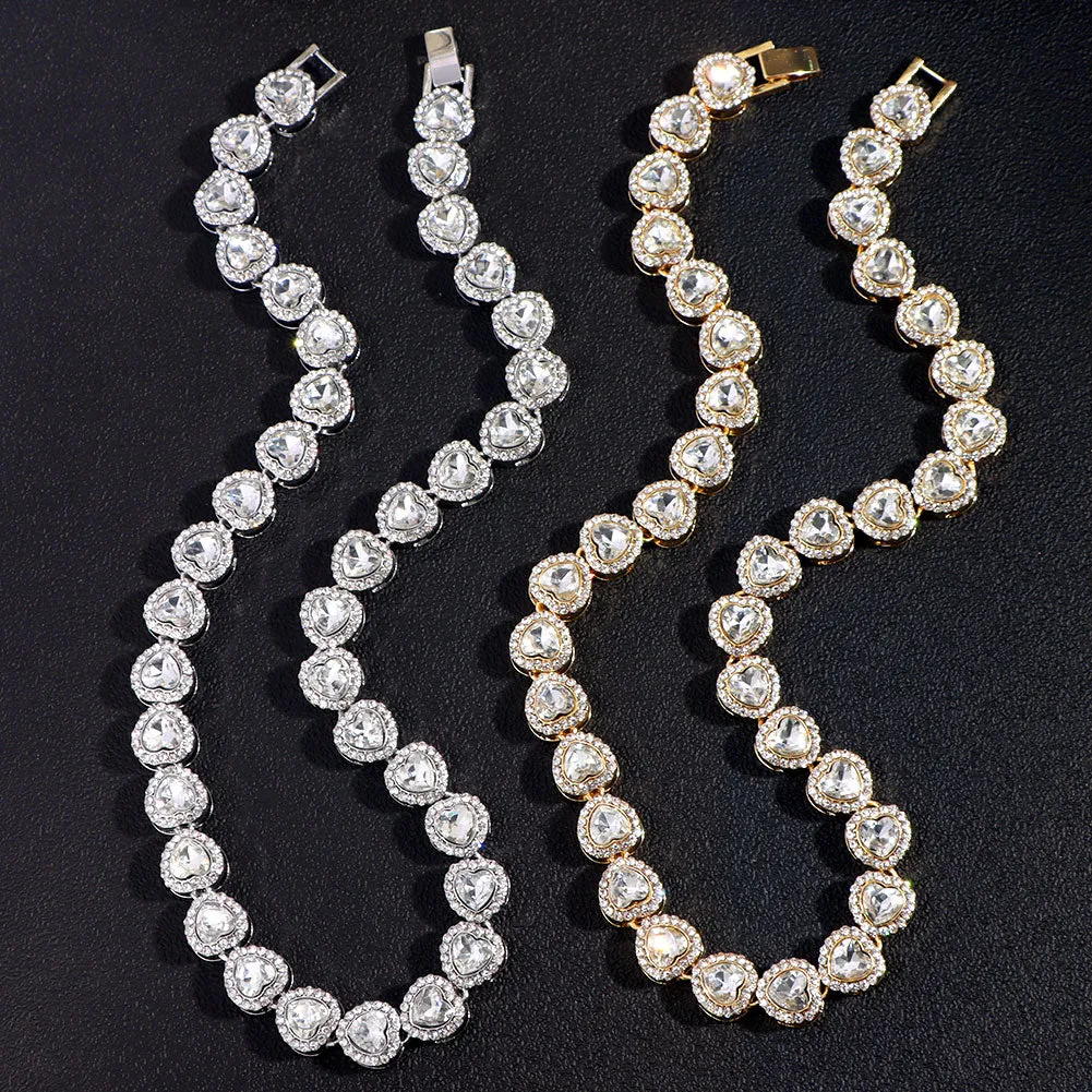 Iced Out Heart Shape Cuban Link Chain Necklace