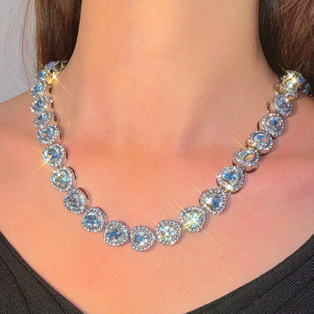 Iced Out Heart Shape Cuban Link Chain Necklace