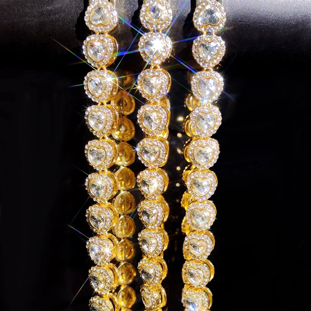 Iced Out Heart Shape Cuban Link Chain Necklace