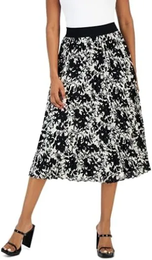 International Concepts Women's Printed Pleated Midi Skirt