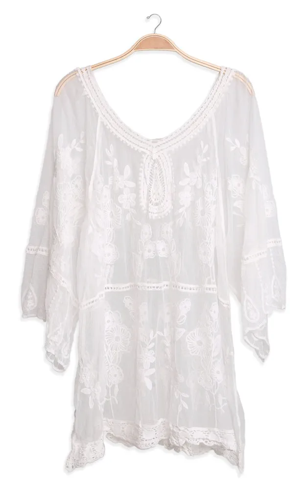 JP2247 Floral Pattern Lace Cover Up Poncho