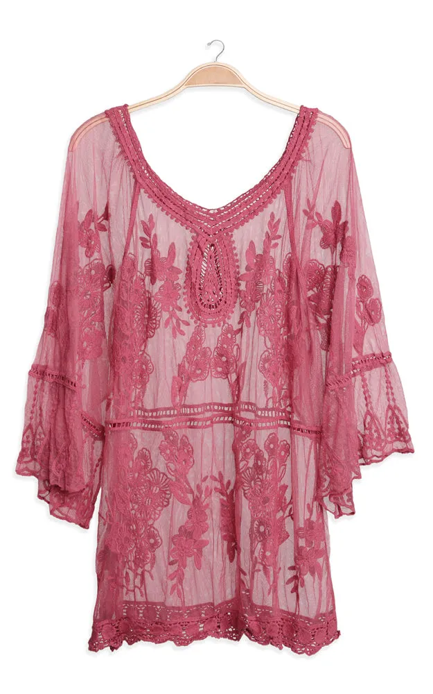 JP2247 Floral Pattern Lace Cover Up Poncho