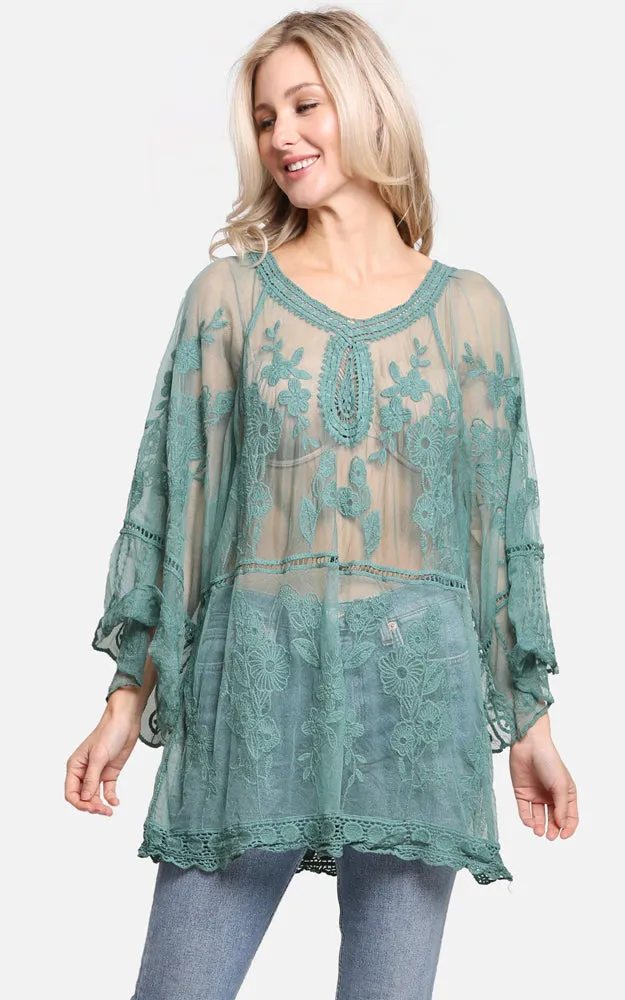 JP2247 Floral Pattern Lace Cover Up Poncho