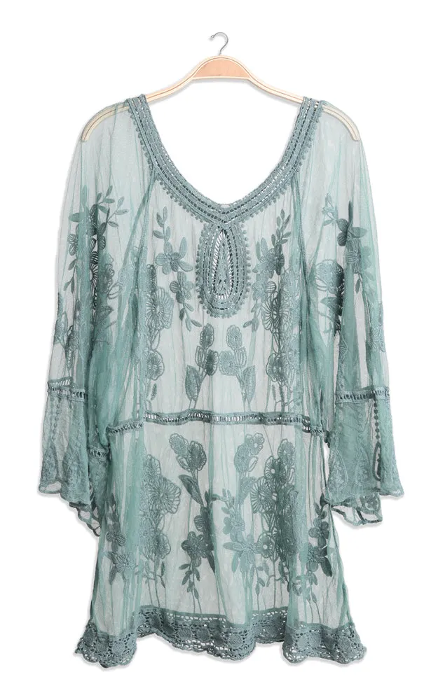 JP2247 Floral Pattern Lace Cover Up Poncho