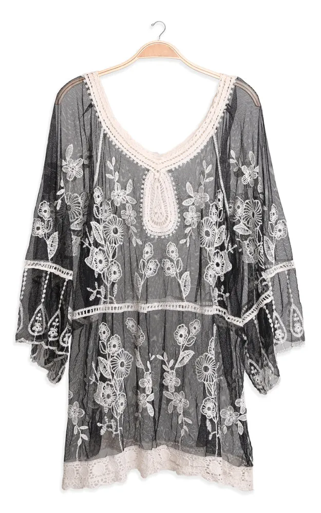 JP2247 Floral Pattern Lace Cover Up Poncho
