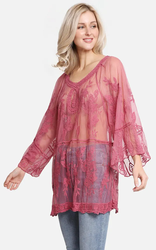 JP2247 Floral Pattern Lace Cover Up Poncho