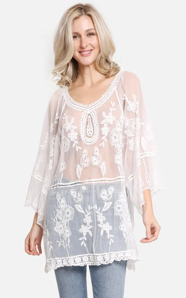 JP2247 Floral Pattern Lace Cover Up Poncho