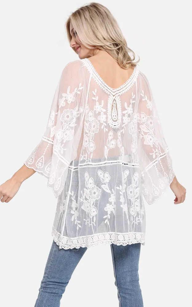 JP2247 Floral Pattern Lace Cover Up Poncho
