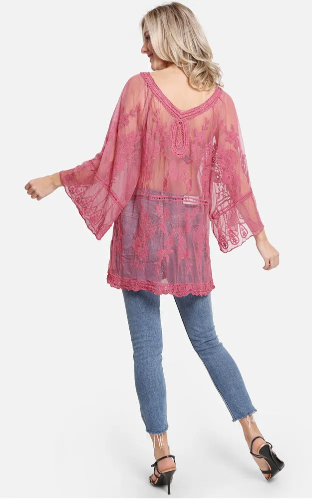 JP2247 Floral Pattern Lace Cover Up Poncho
