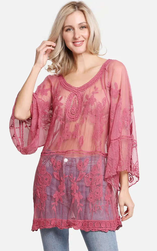 JP2247 Floral Pattern Lace Cover Up Poncho