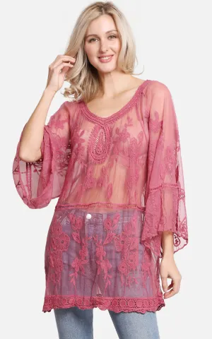 JP2247 Floral Pattern Lace Cover Up Poncho