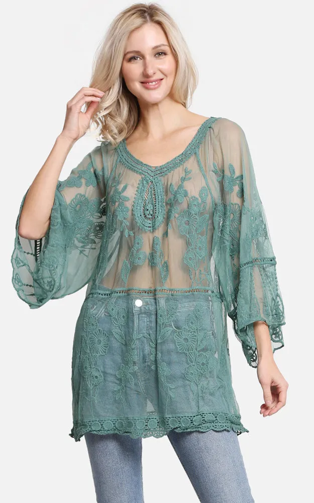 JP2247 Floral Pattern Lace Cover Up Poncho