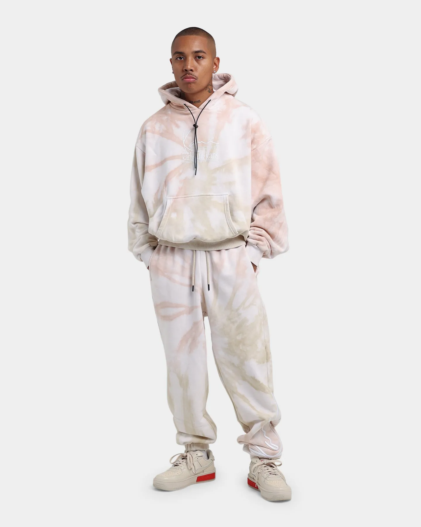 Karl Kani Signature KKJ Tie Dye Oversized Hoodie Light Sand