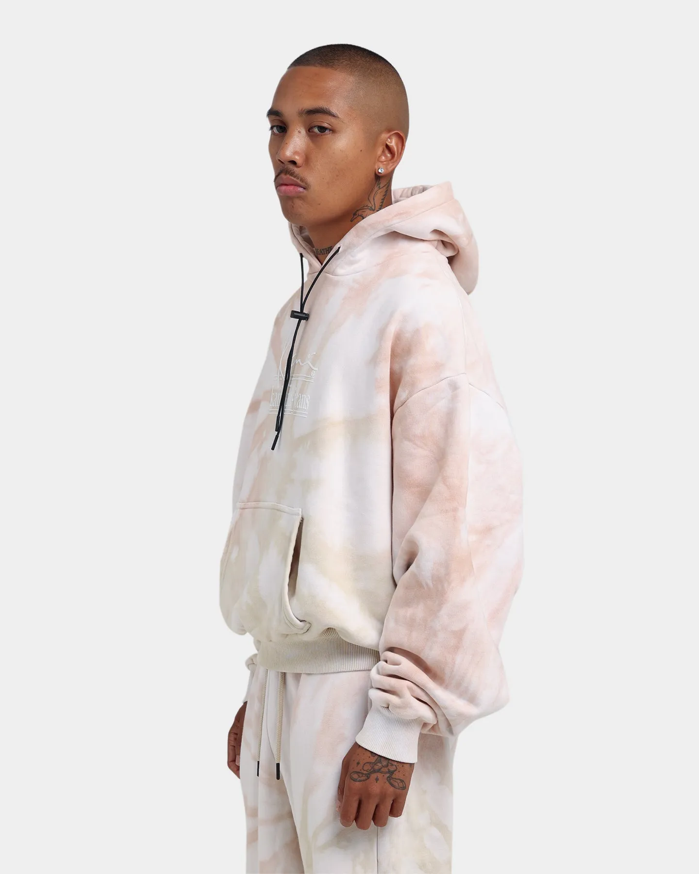 Karl Kani Signature KKJ Tie Dye Oversized Hoodie Light Sand