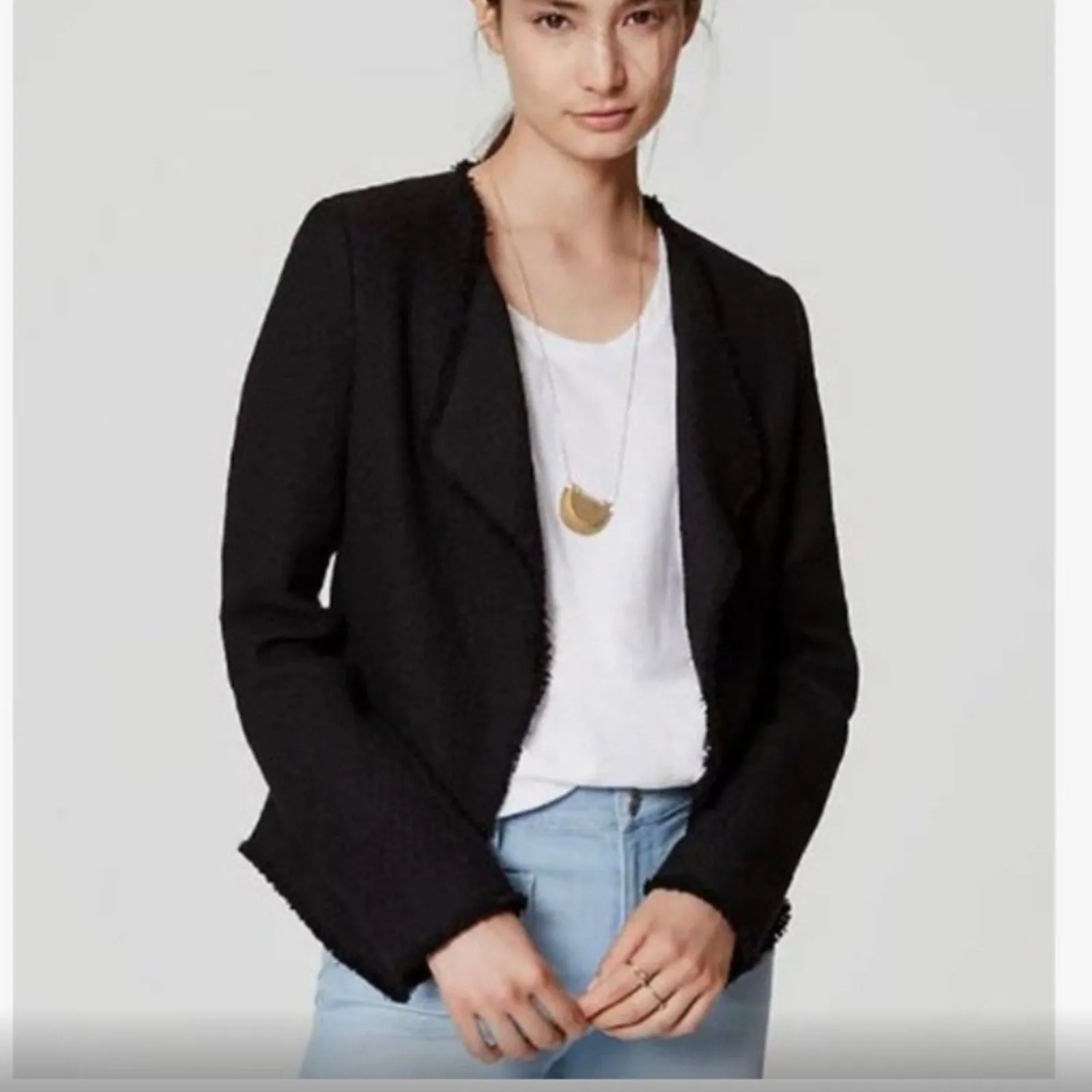 Loft Tweed Fringe Jacket - 10 P