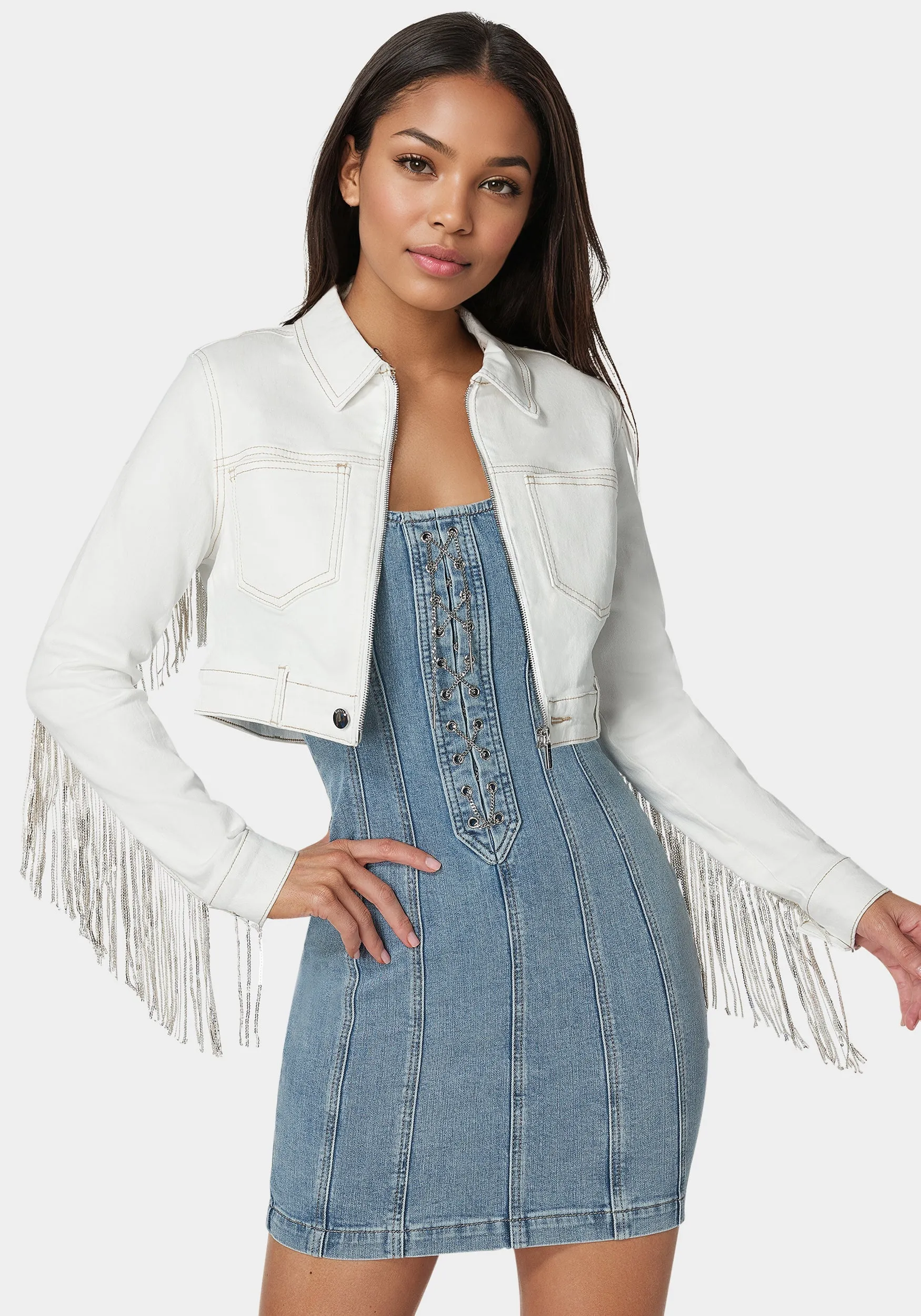 Sequin Fringe Denim Jacket