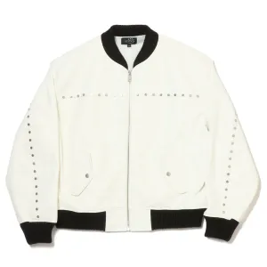 STUDDED BOMBER JACKET / WHITE
