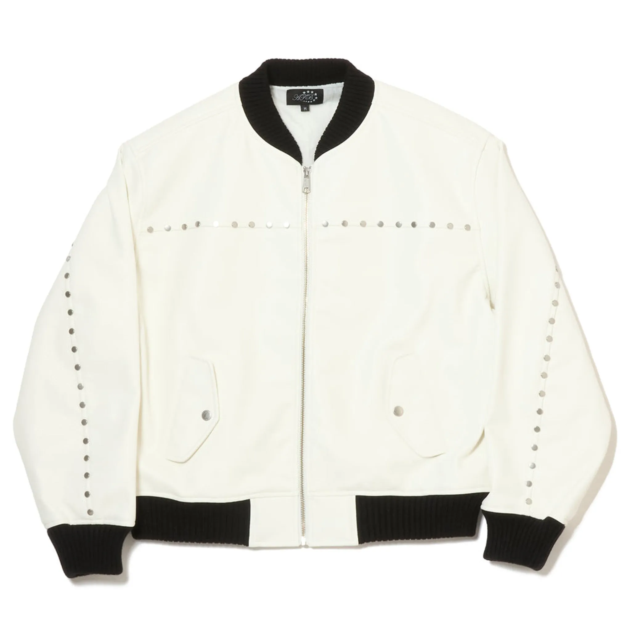 STUDDED BOMBER JACKET / WHITE