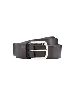 Studded Leather Belt in Black