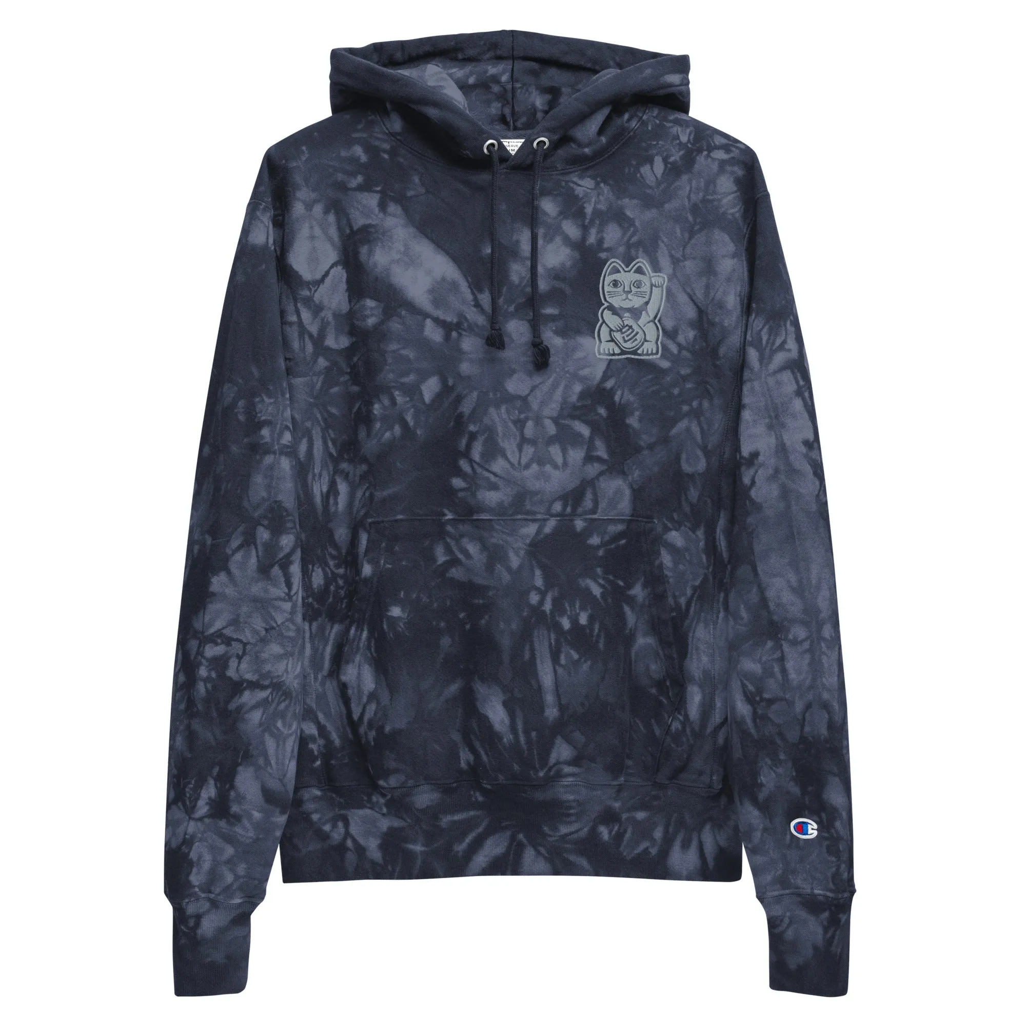 TIE DYE PULL OVER CHAMPION® HOODIE - BLACK