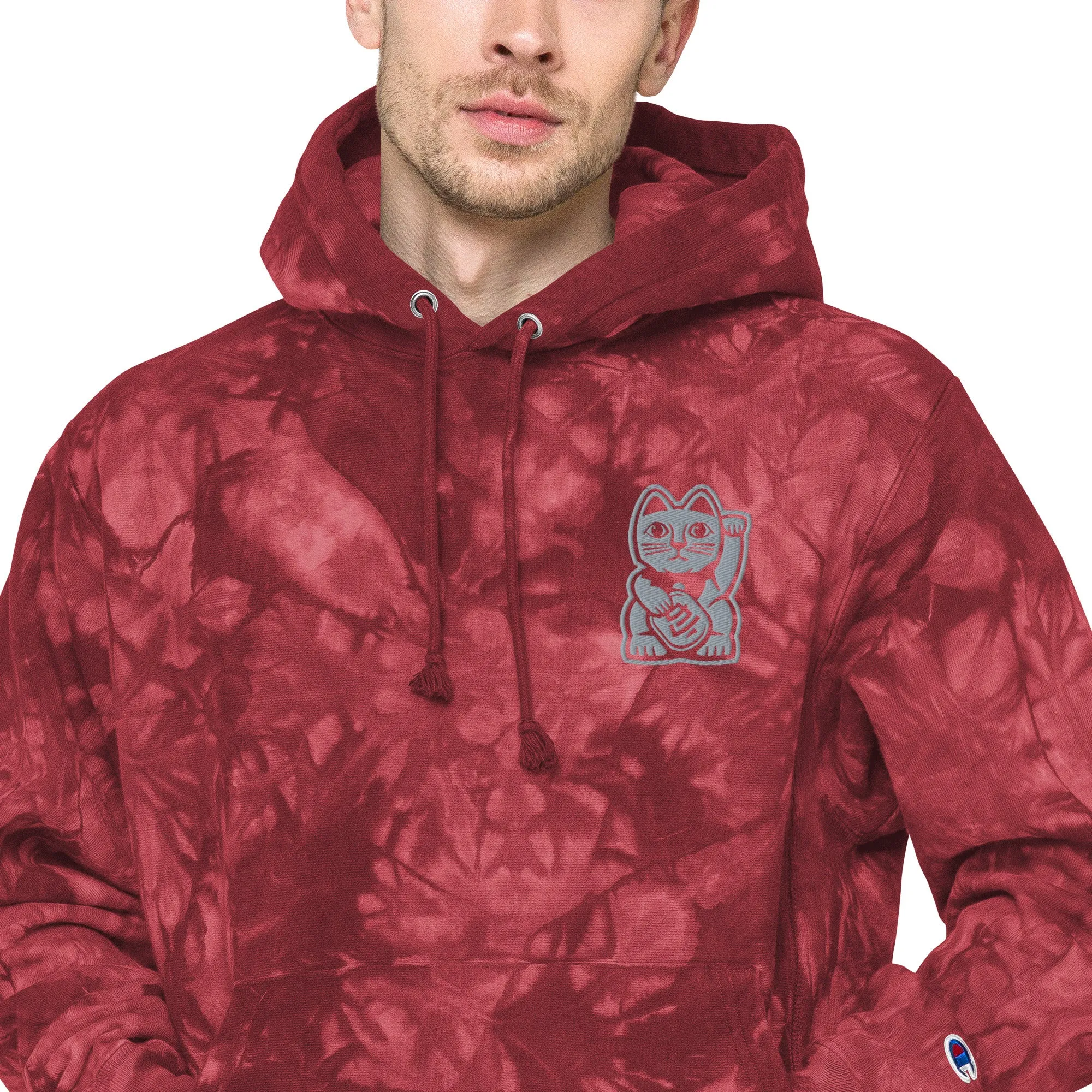 TIE DYE PULL OVER CHAMPION® HOODIE - BLACK