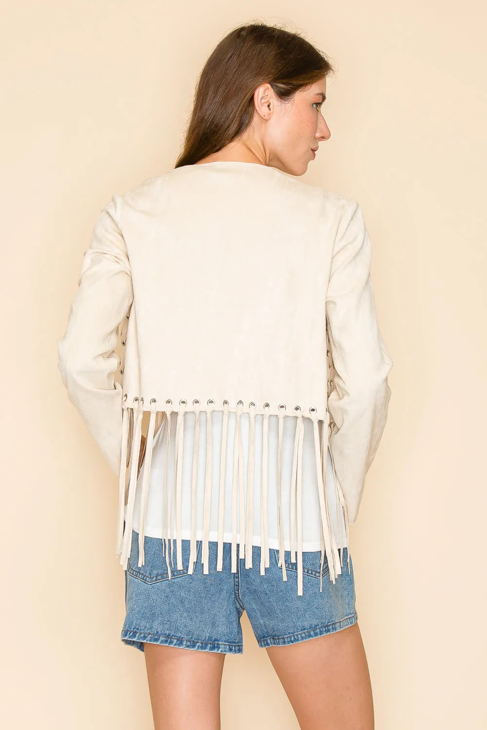 Vegan Suede Western Fringe Jacket