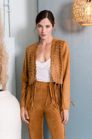 Vegan Suede Western Fringe Jacket