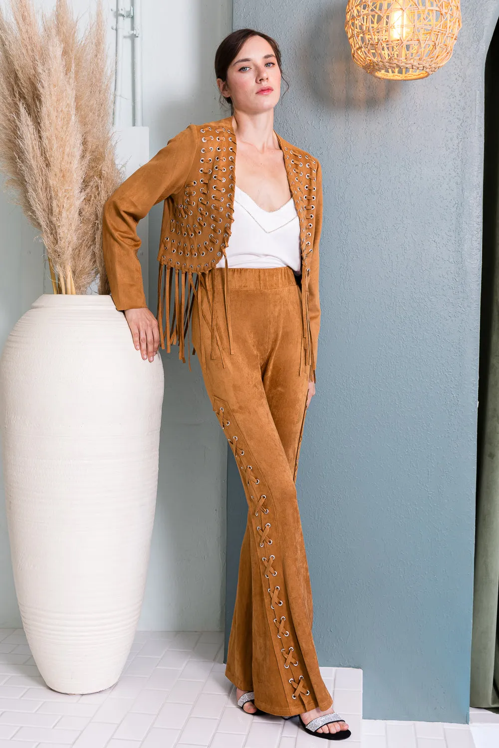 Vegan Suede Western Fringe Jacket
