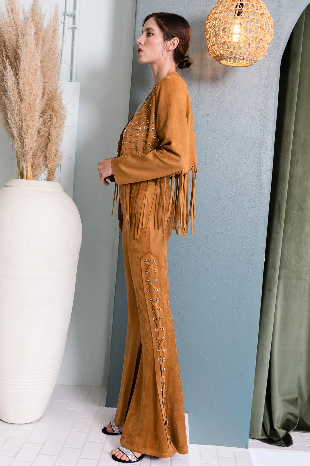Vegan Suede Western Fringe Jacket